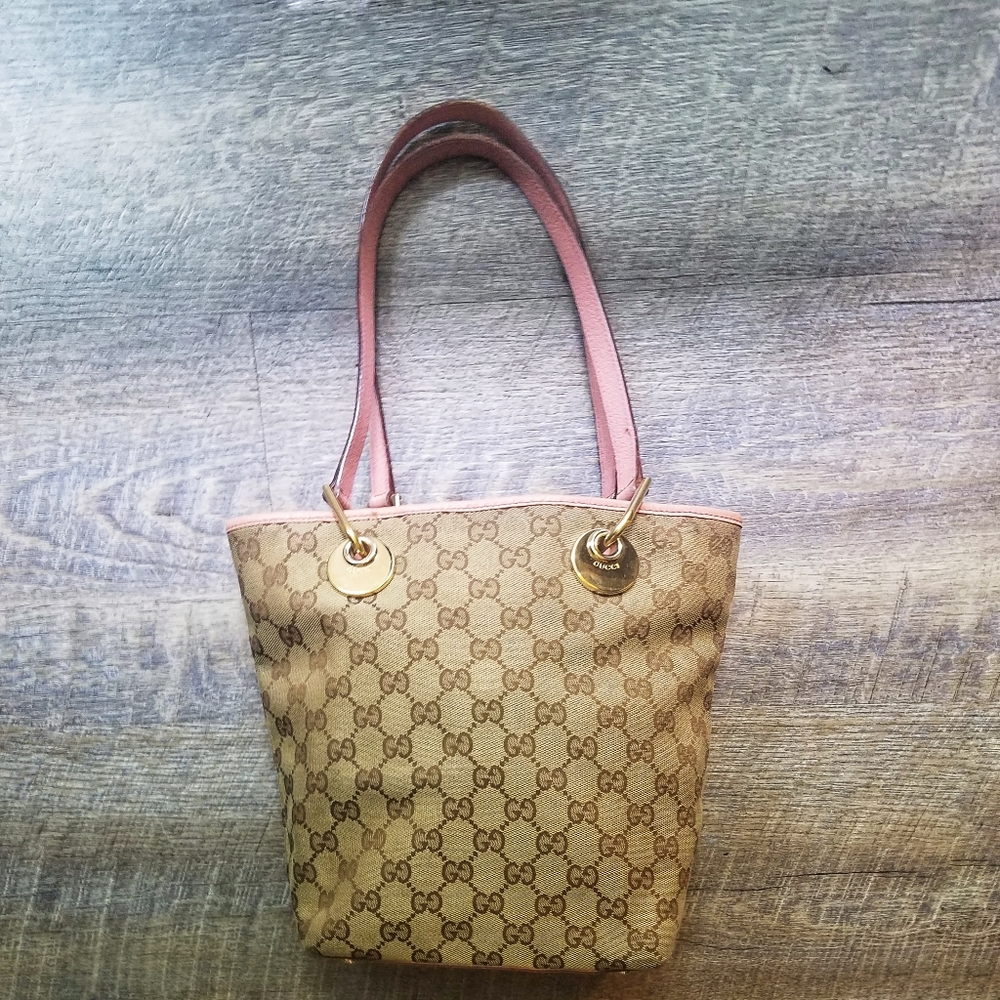 💕 Authentic Gucci Tote Canvas Pink Bag